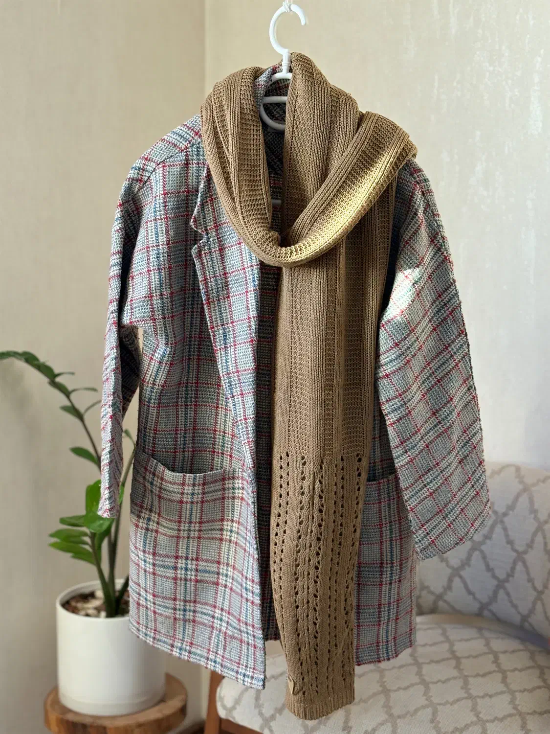 کت چهار خونه پاییزی و شال بافت|لباس|پاکدشت, پاکدشت (مامازند)|دیوار