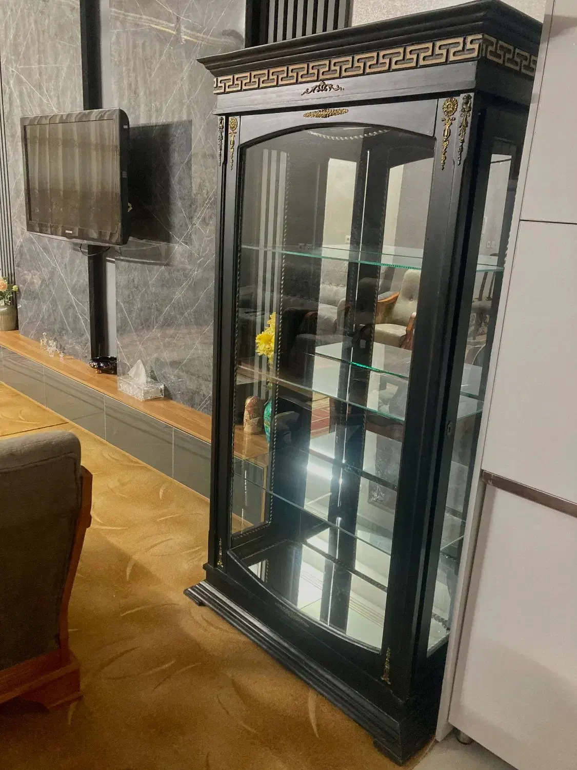 بوفه شیشه ای همراه با چوب mdf|بوفه، ویترین، کنسول|کازرون, |دیوار