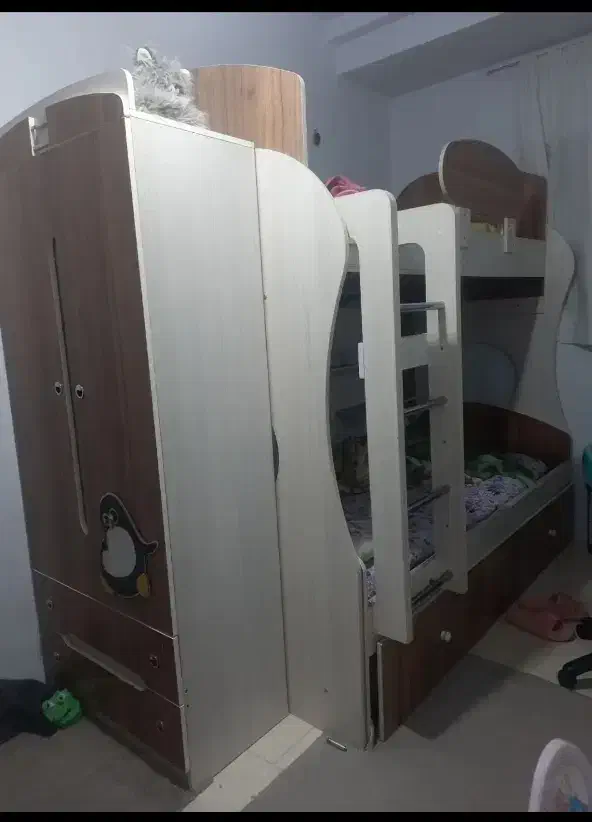 تخت دو طبقه همراه با مهمان *۳نفره*|تخت و سرویس خواب|ملارد, |دیوار