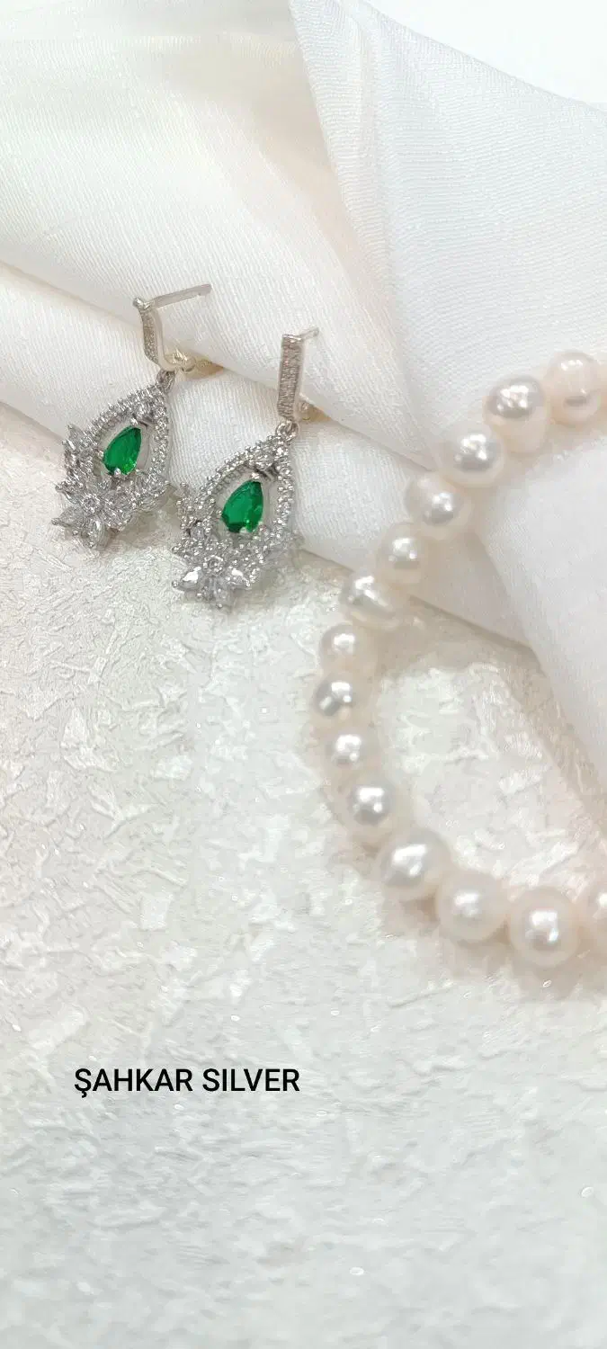 ست جواهر زمرد اشکی از نـقره شـاهـکار|جواهرات|ارومیه, |دیوار