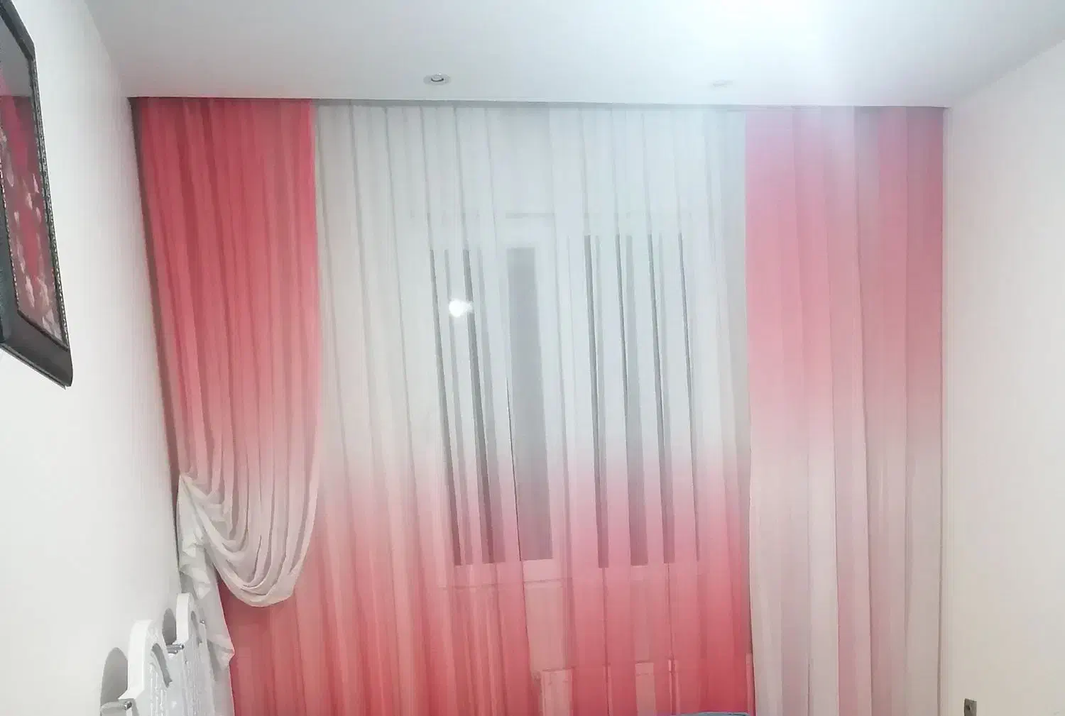 پرده حریر با زیر پرده تمیز بدون پارگی|پرده، رانر، رومیزی|قدس, شهر‌قدس|دیوار