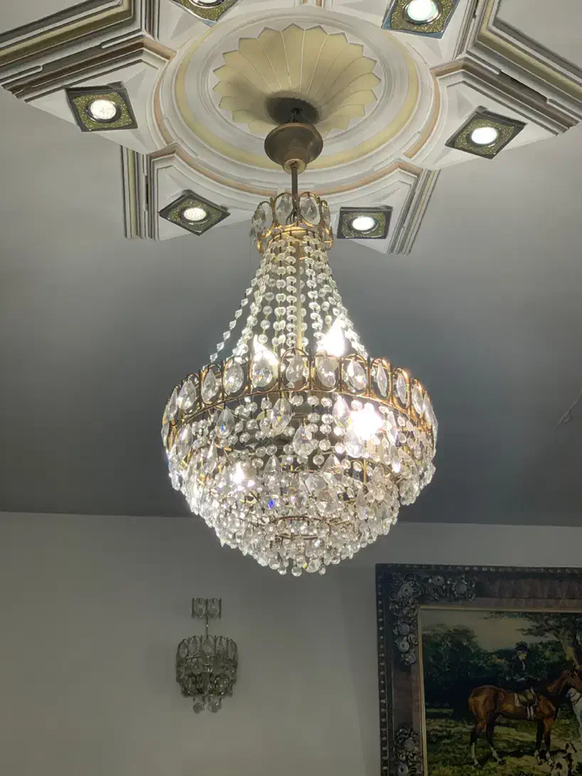 لوستر ۸شعله انتیک برنجی قدیمی|لوستر و چراغ آویز|قزوین, |دیوار