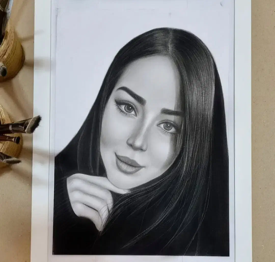 چهره سیاه قلم|تابلو، نقاشی، عکس|سیرجان, |دیوار