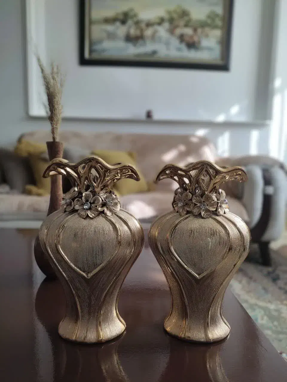 دوعددگلدان دکوری طلایی|مجسمه، تندیس، ماکت|دلیجان, |دیوار