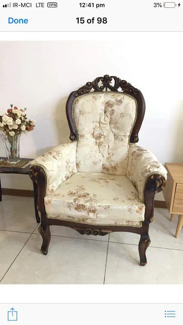 مبلمان ۹نفره تمام چوب روکش پارچه ساتن|مبلمان خانگی و میز عسلی|شیراز, ریشمک|دیوار