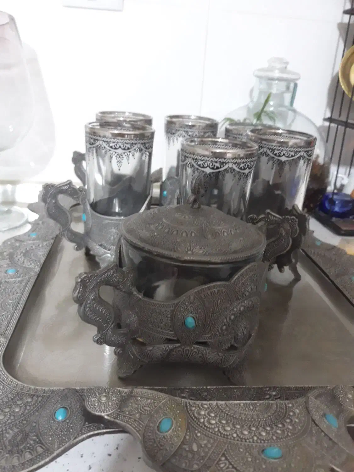 ظروف قدیمی قوری گل مرغ استکان پیوتر هاونگ|قوری، کتری، قهوهساز دستی|تهران, تهرانپارس شرقی|دیوار