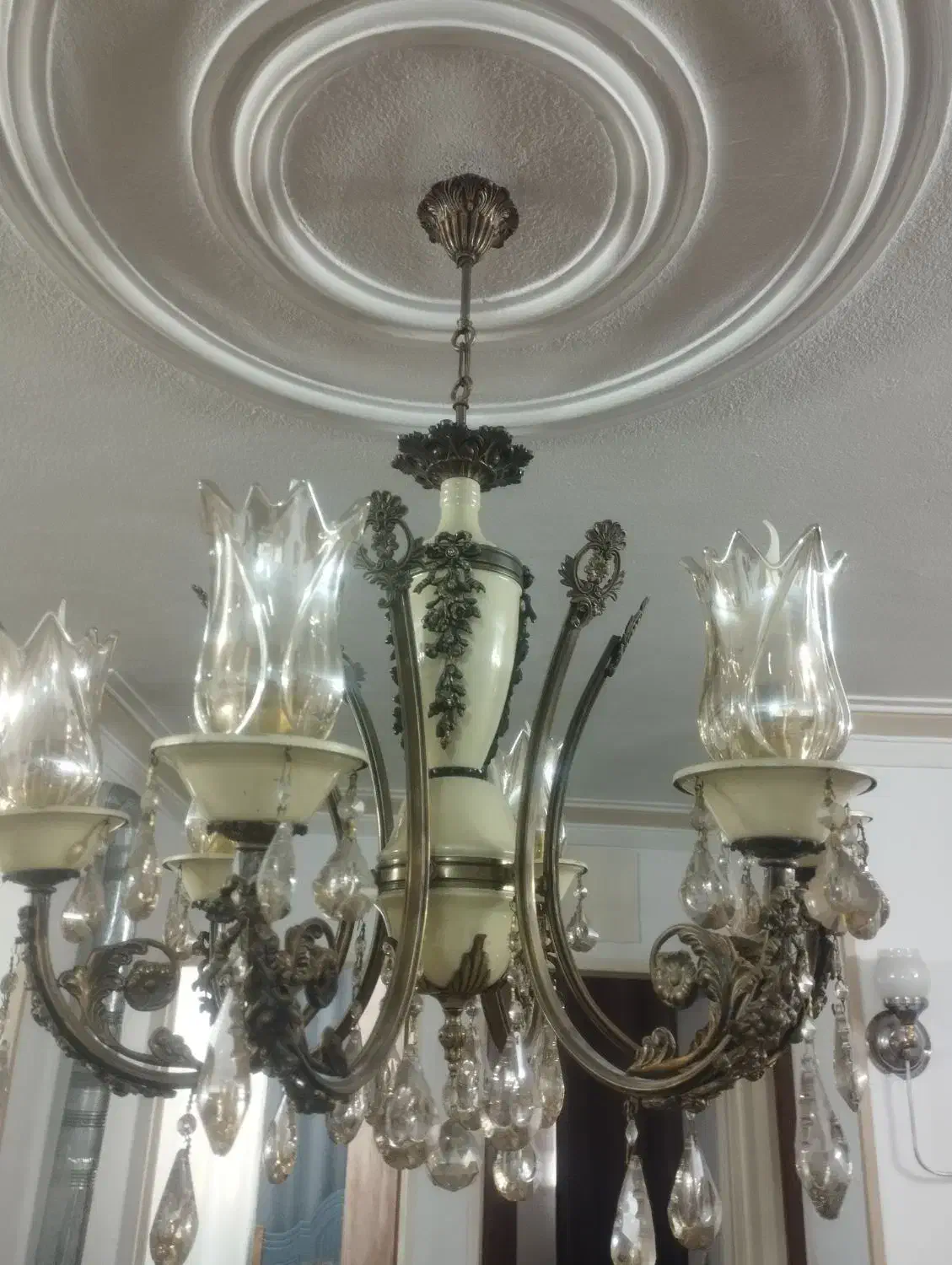 لوستر برنج ۶شاخه ای|لوستر و چراغ آویز|شهریار, شهریار|دیوار