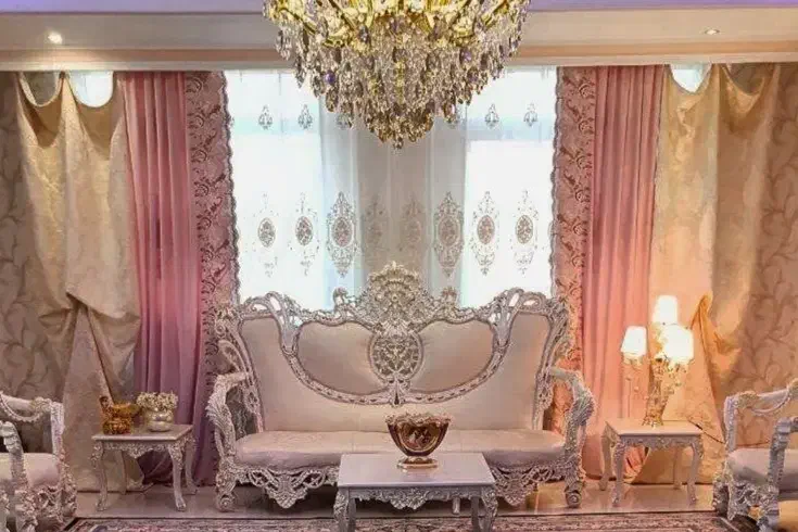 پرده آستردار همراه با کتیبه|پرده، رانر، رومیزی|تهران, شهرک فردوس (حسینی)|دیوار