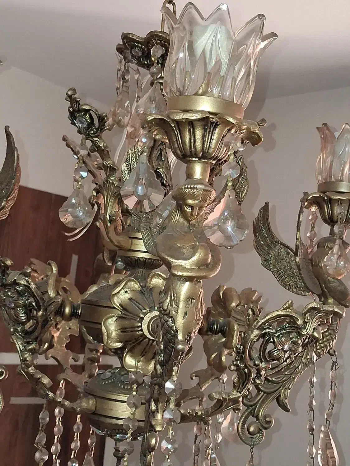 لوستر برنز ۱۲شاخه فوق سنگین|لوستر و چراغ آویز|فردیس, فرامرزیه|دیوار