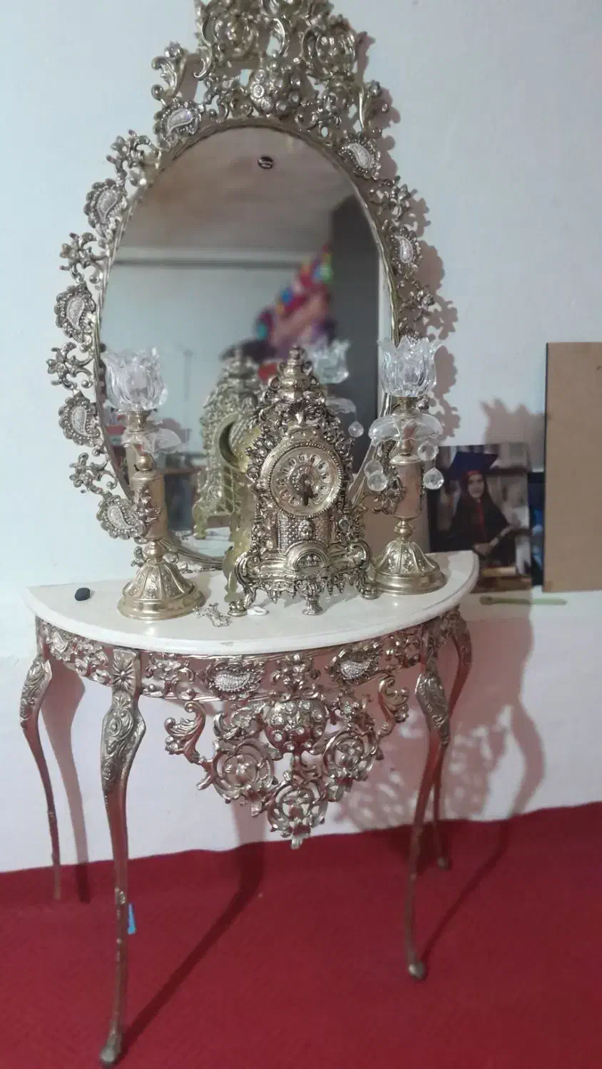 آینه شمعدان آلیاژ|بوفه، ویترین، کنسول|مشگین شهر, |دیوار