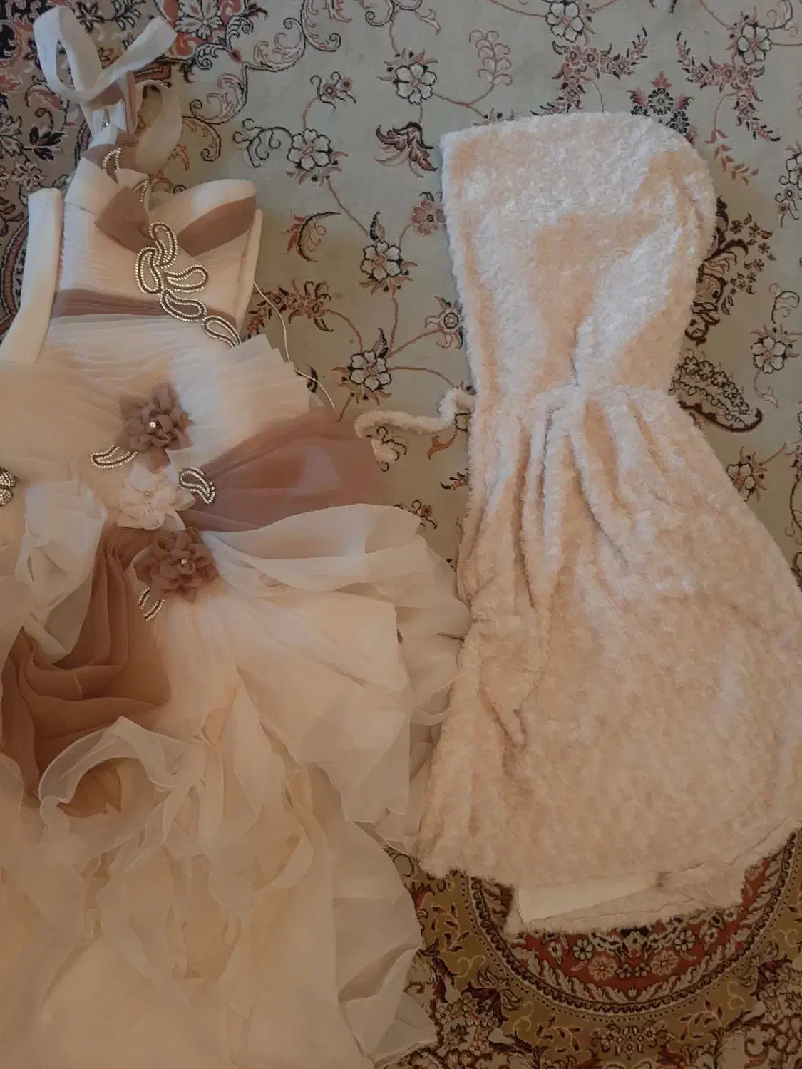 لباس عقد عروس پفی خامه ای شیک|لباس|سمنان, |دیوار