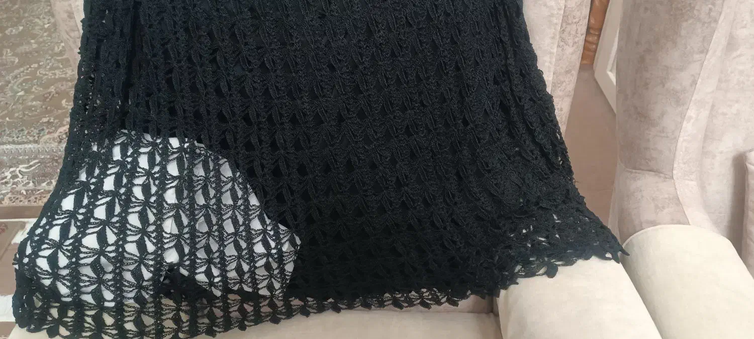 دامن مشکی ابریشم قلاب بافی زیبا|لباس|اصفهان, صائب|دیوار