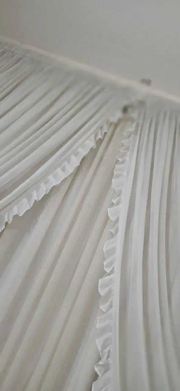 پرده تور طوسی با آویز|پرده، رانر، رومیزی|مشهد, گاز|دیوار