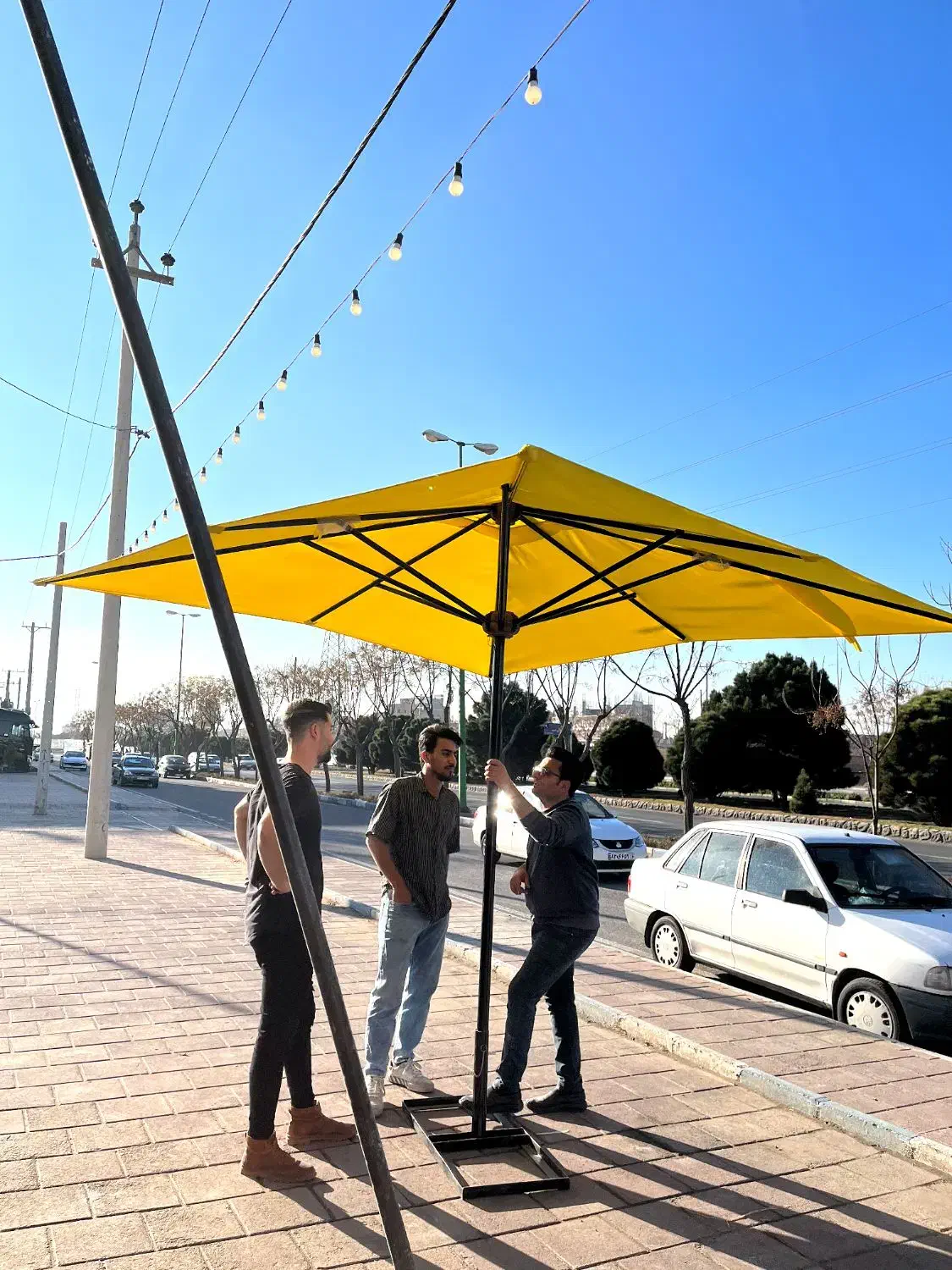 چتر پایه وسط فلزی طرح مربع|کوهنوردی و کمپینگ|کاشان, مفتح|دیوار