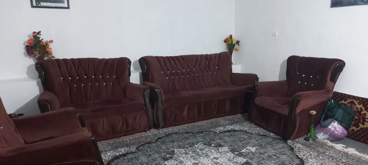 فروش مُبل ۷ نفره با چوب نراد|مبلمان خانگی و میز عسلی|قرق, |دیوار