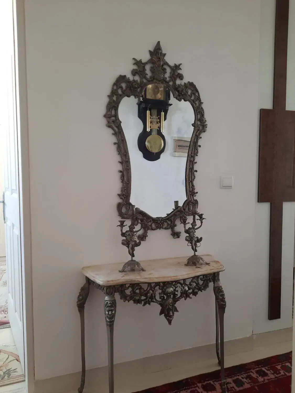 آینه، کنسول،شمعدان برنز کلکسیونی،میز آذر برنز اصیل|بوفه، ویترین، کنسول|تبریز, |دیوار