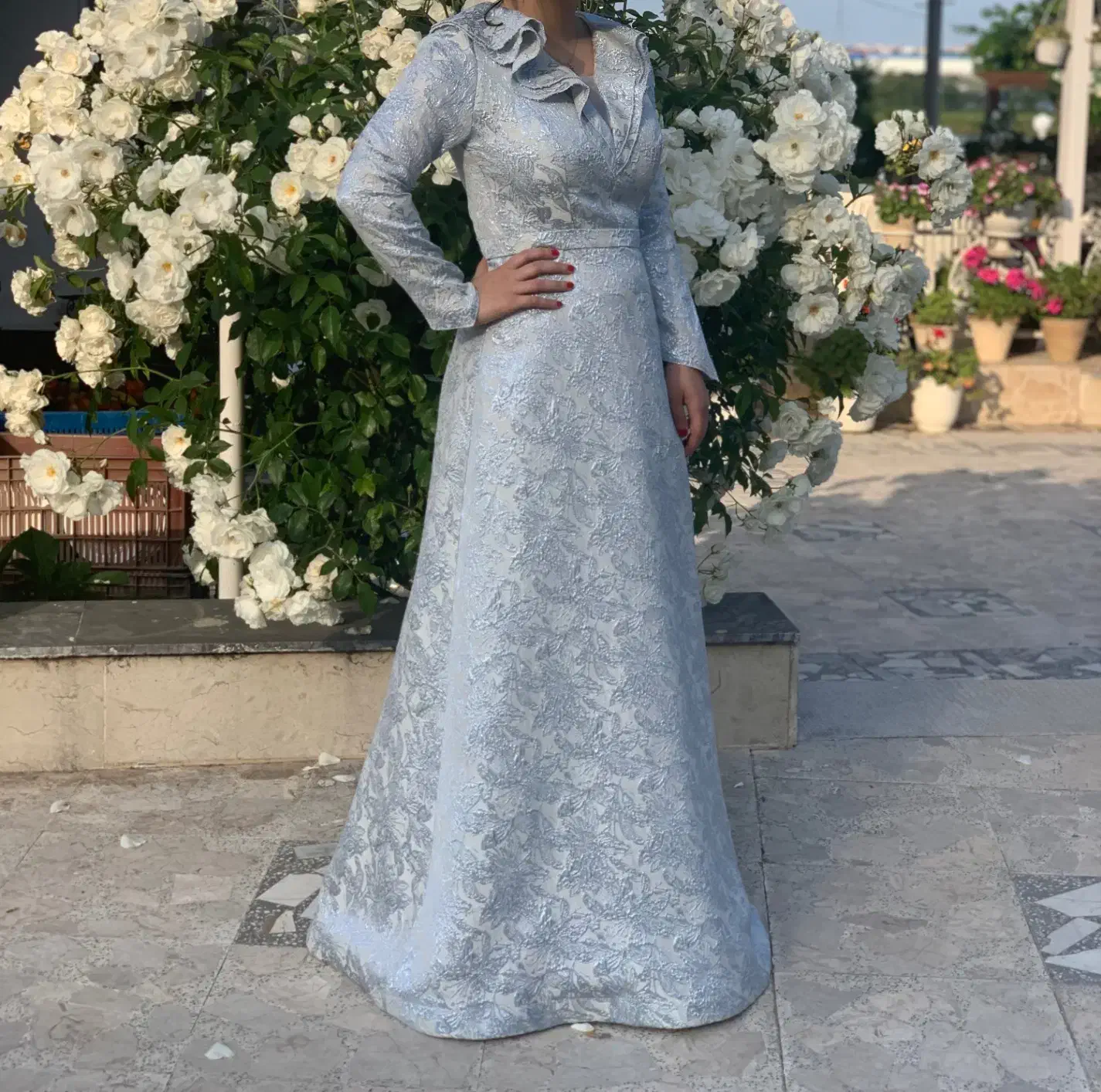 لباس مجلسی ژاکارد فقط یکبار پوشیده شده|لباس|آستارا, |دیوار