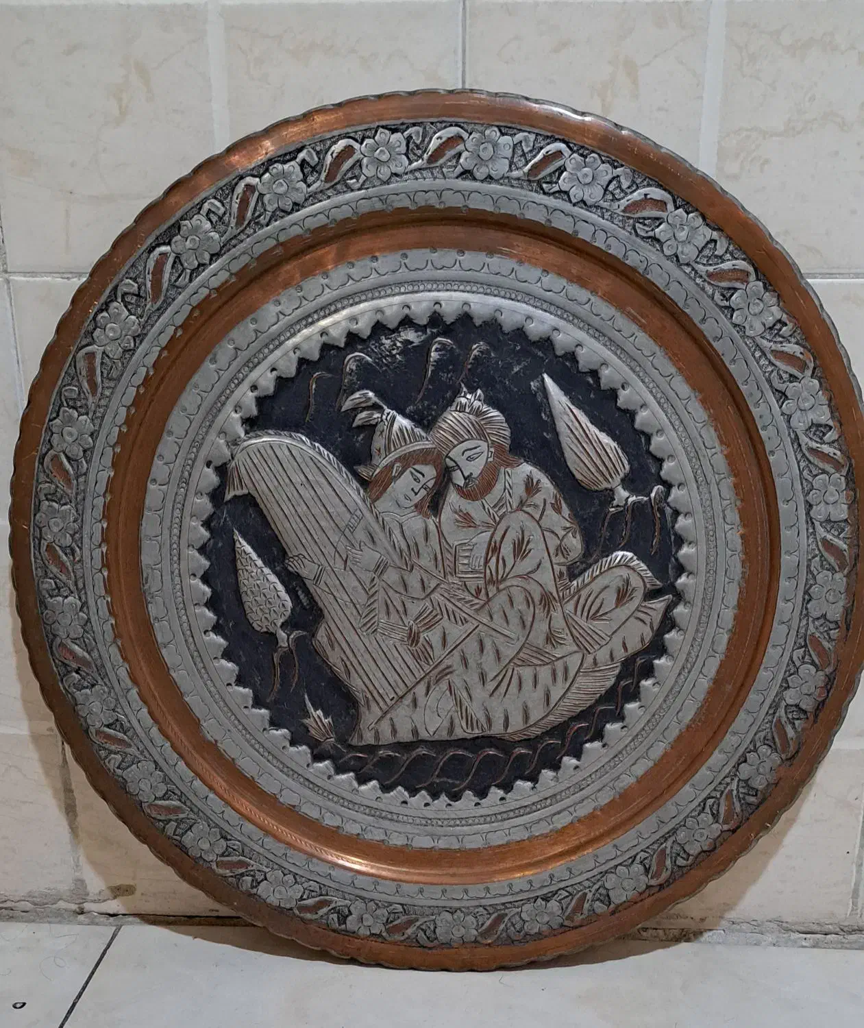 سینی مسی قدیمی|کلکسیون اشیاء عتیقه|تهران, والفجر (افسریه)|دیوار