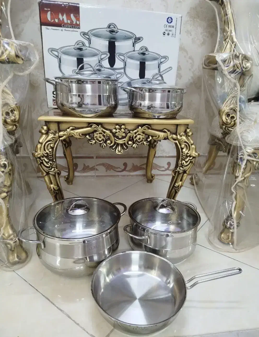 سرویس قابلمه استیل کفه چدن ضخیم مارک معروف oms ترک|ظروف پختوپز|تهران, سهروردی|دیوار