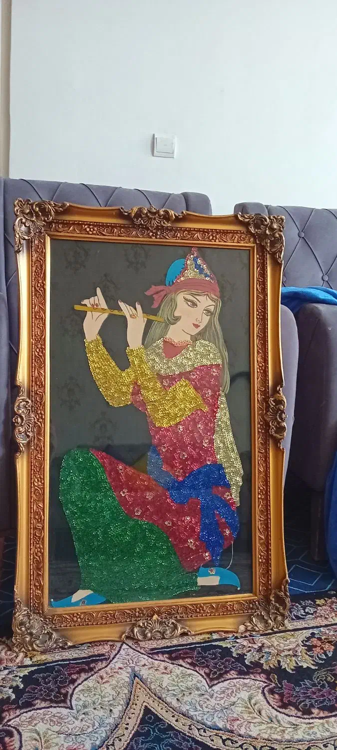 تابلو مجنوق وپولک دوزی شده|تابلو، نقاشی، عکس|تهران, خاک سفید|دیوار