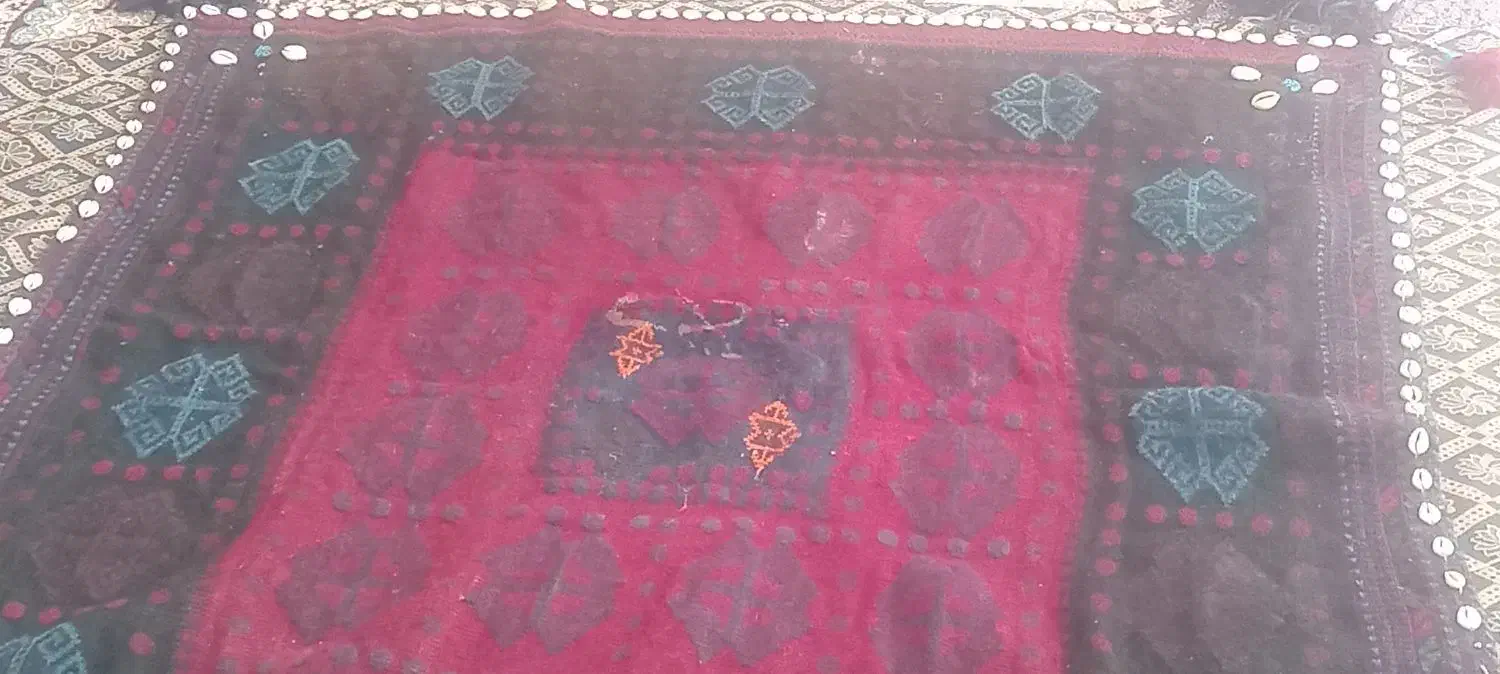 یک طاقه سفره وگلیمچه کرمانی دست باف اصیل|گلیم، جاجیم، گبه|بردسیر, |دیوار