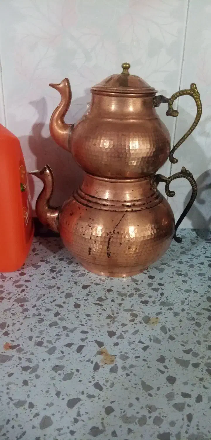 قوری وکتری مسی|قوری، کتری، قهوه‌ساز دستی|گالیکش, |دیوار