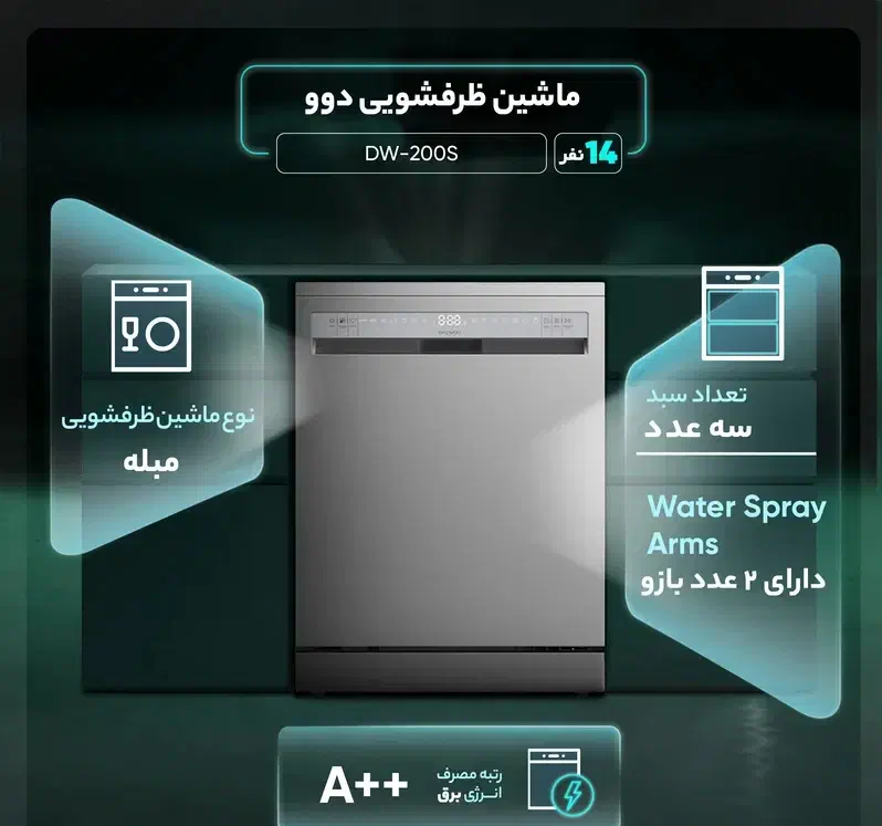ظرفشویی مارک دوو رنگ سیلور|ماشین ظرفشویی|چالوس, |دیوار
