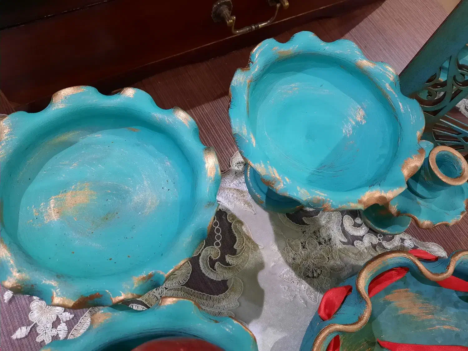 ست هفت سین شب چله ای سفالی آینه پتینه کاری نو|صنایع دستی و سایر لوازم تزئینی|تهران, مینای جنوبی|دیوار