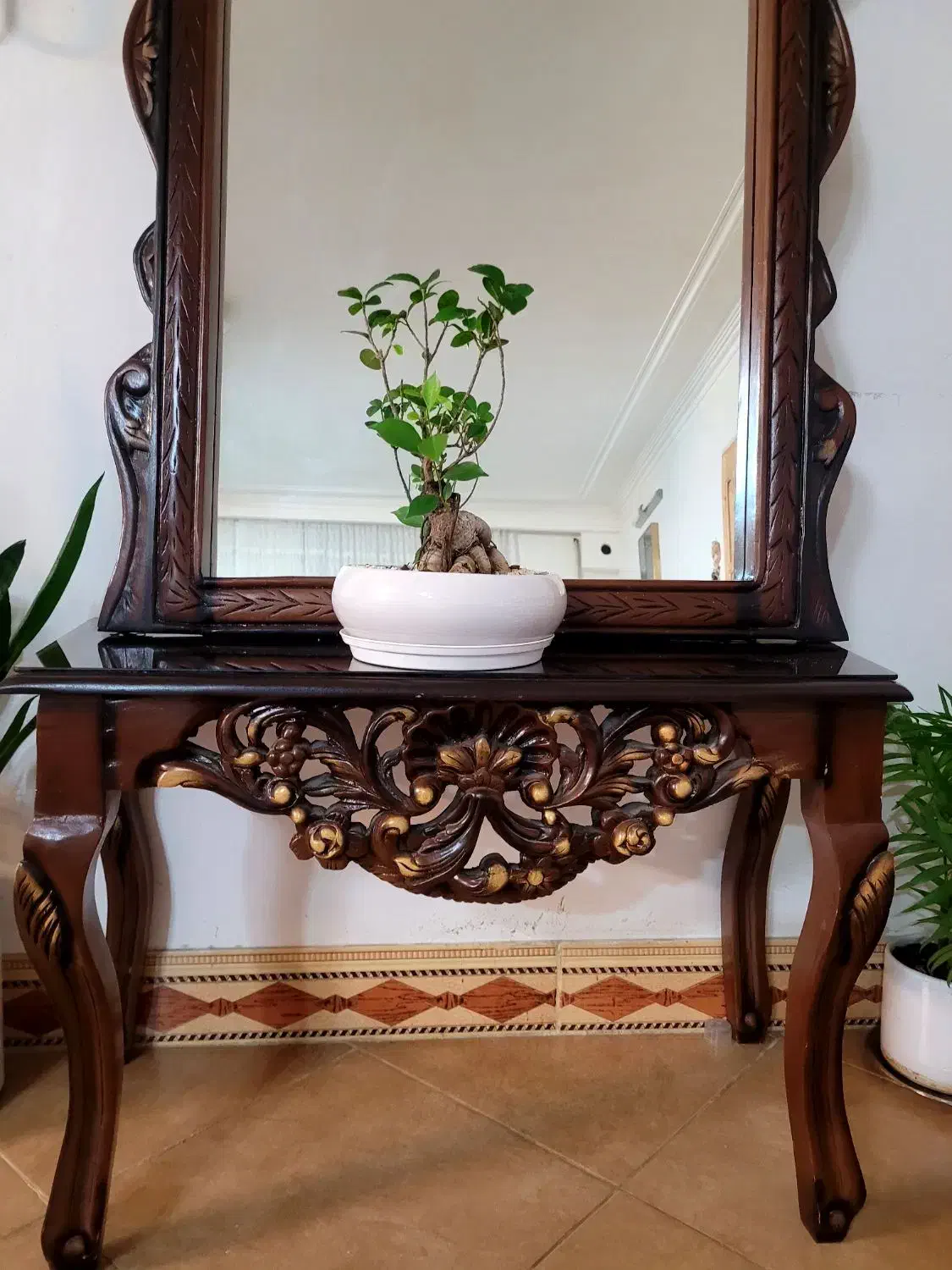 آینه و کنسول نو چوب گردو|بوفه، ویترین، کنسول|شازند, |دیوار