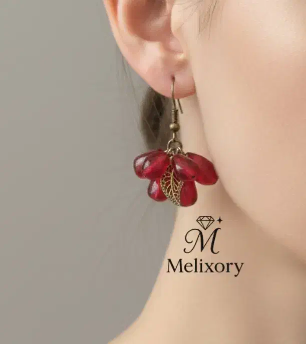 گوشواره یلدایی دانه انار و برگ|بدلیجات|تهران, جیحون|دیوار