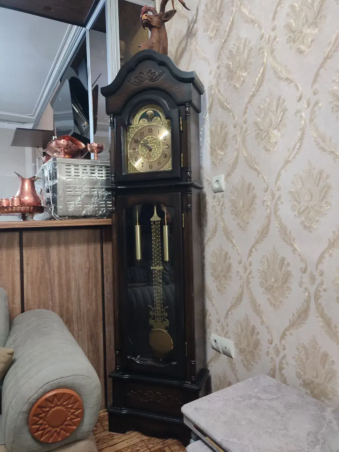 ساعت ایستاده چوب گردو اصل|ساعت دیواری و تزئینی|الیگودرز, |دیوار