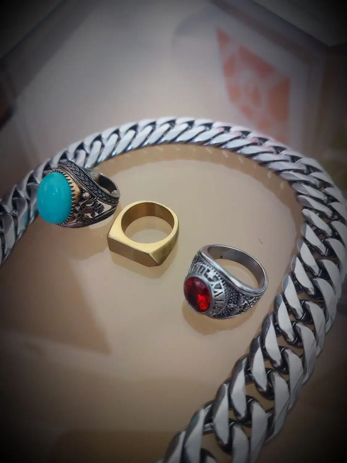 زنجیر استیل اصل انگلیس با تعدادی انگشتر|بدلیجات|تهران, خواجه نظام الملک|دیوار