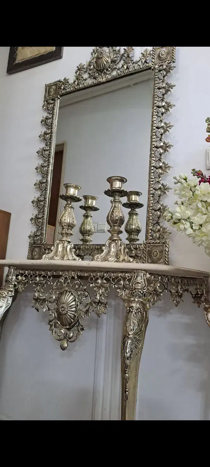 آینه وشمعدان نقره ای شیک|آینه|قزوین, |دیوار