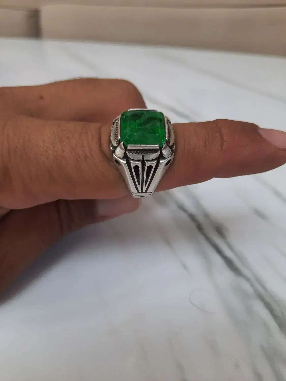 دوتا زمرد اصل معدنی نقره کامل دست ساز خاص خوشگل|جواهرات|زنجان, |دیوار