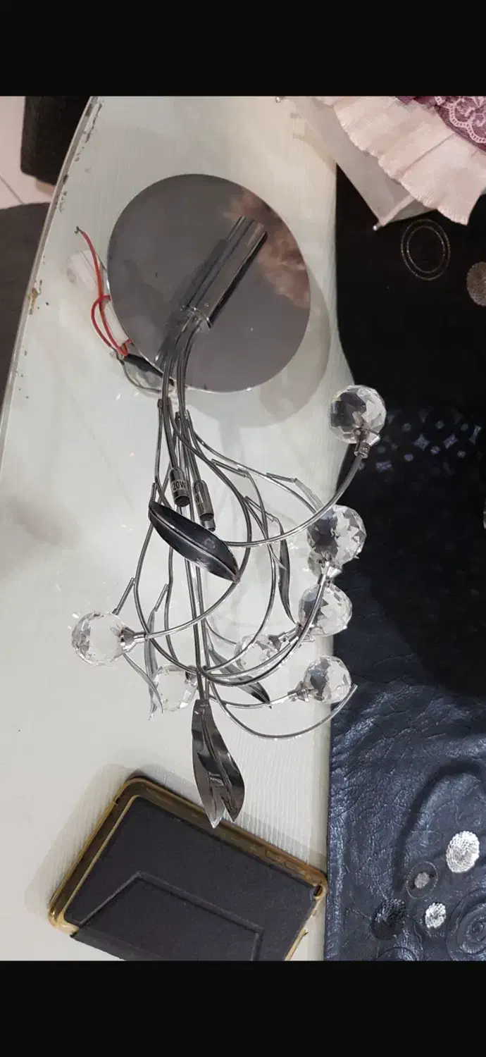 لوستر سففی کریستالی همراه با دیوار کوب و‌استند|لوستر و چراغ آویز|تهران, سعادت‌آباد|دیوار