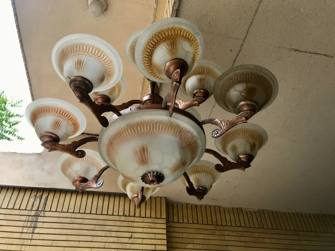 لوستر حبابی ۱۳ شاخه همراه ۱۳ لامپ|لوستر و چراغ آویز|مشهد, کوه سنگی|دیوار