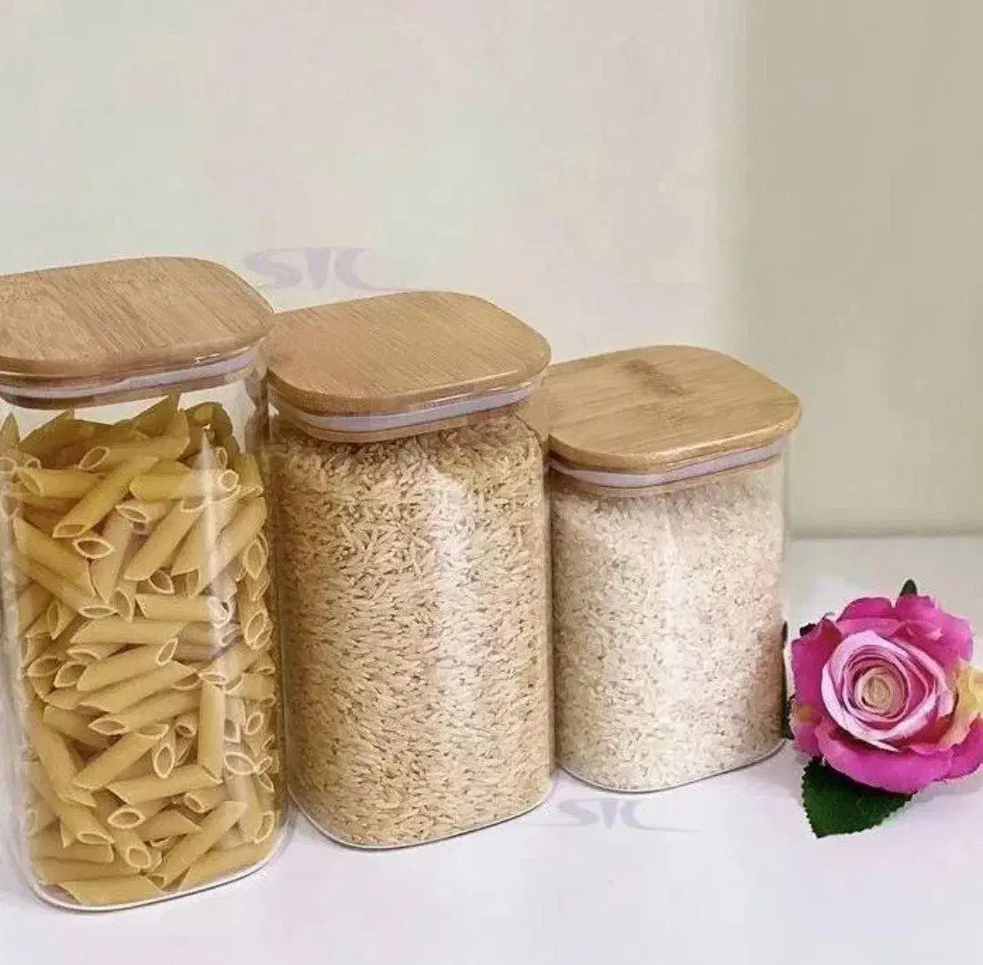 بانکه اکرولیک آشپزخانه با درب بامبو|ظروف نگهدارنده، پلاستیکی، یک‌بارمصرف|سیرجان, |دیوار