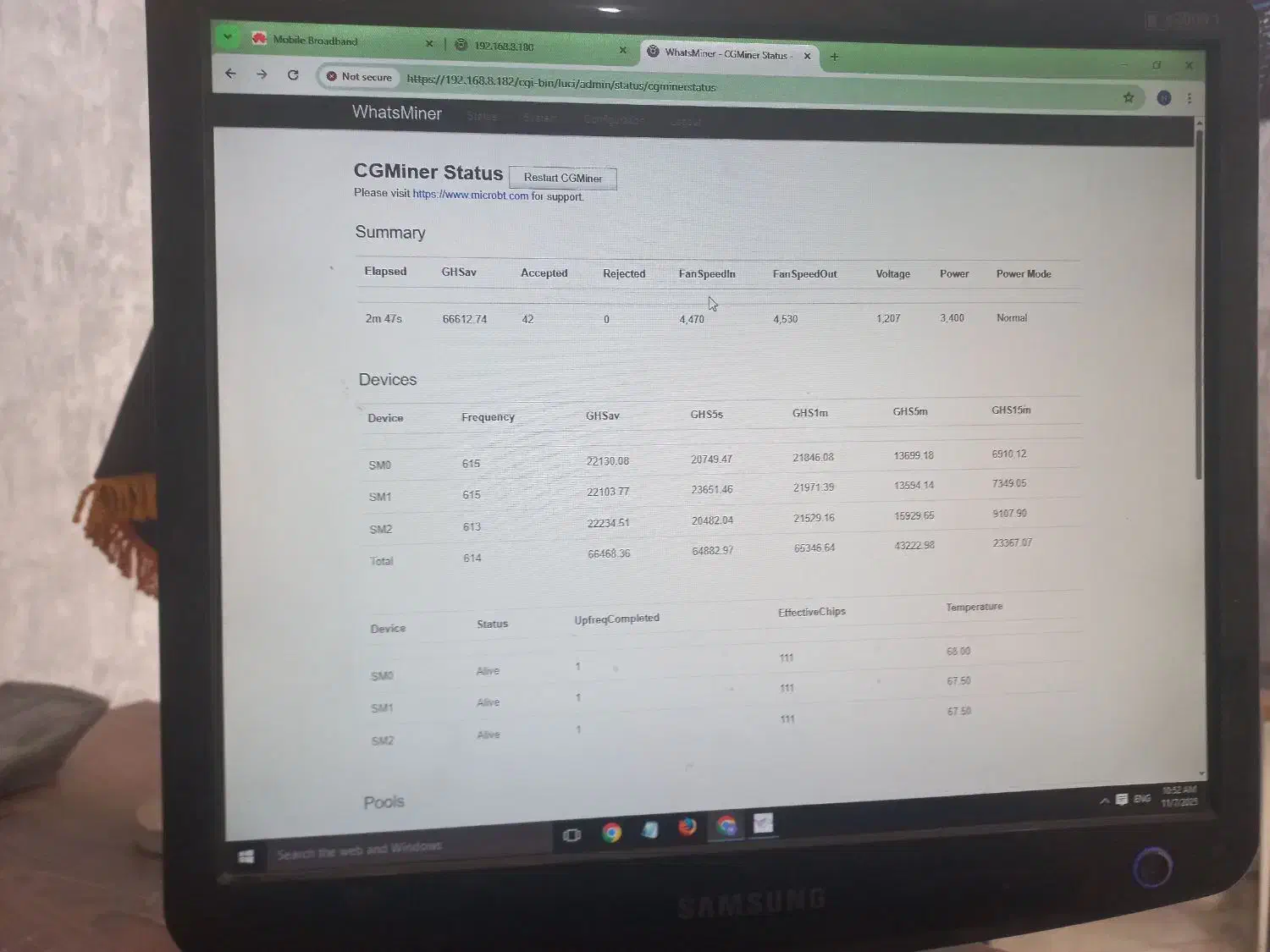 ماینر m21s 66th|قطعات و لوازم جانبی رایانه|مشهد, نیروی هوایی|دیوار