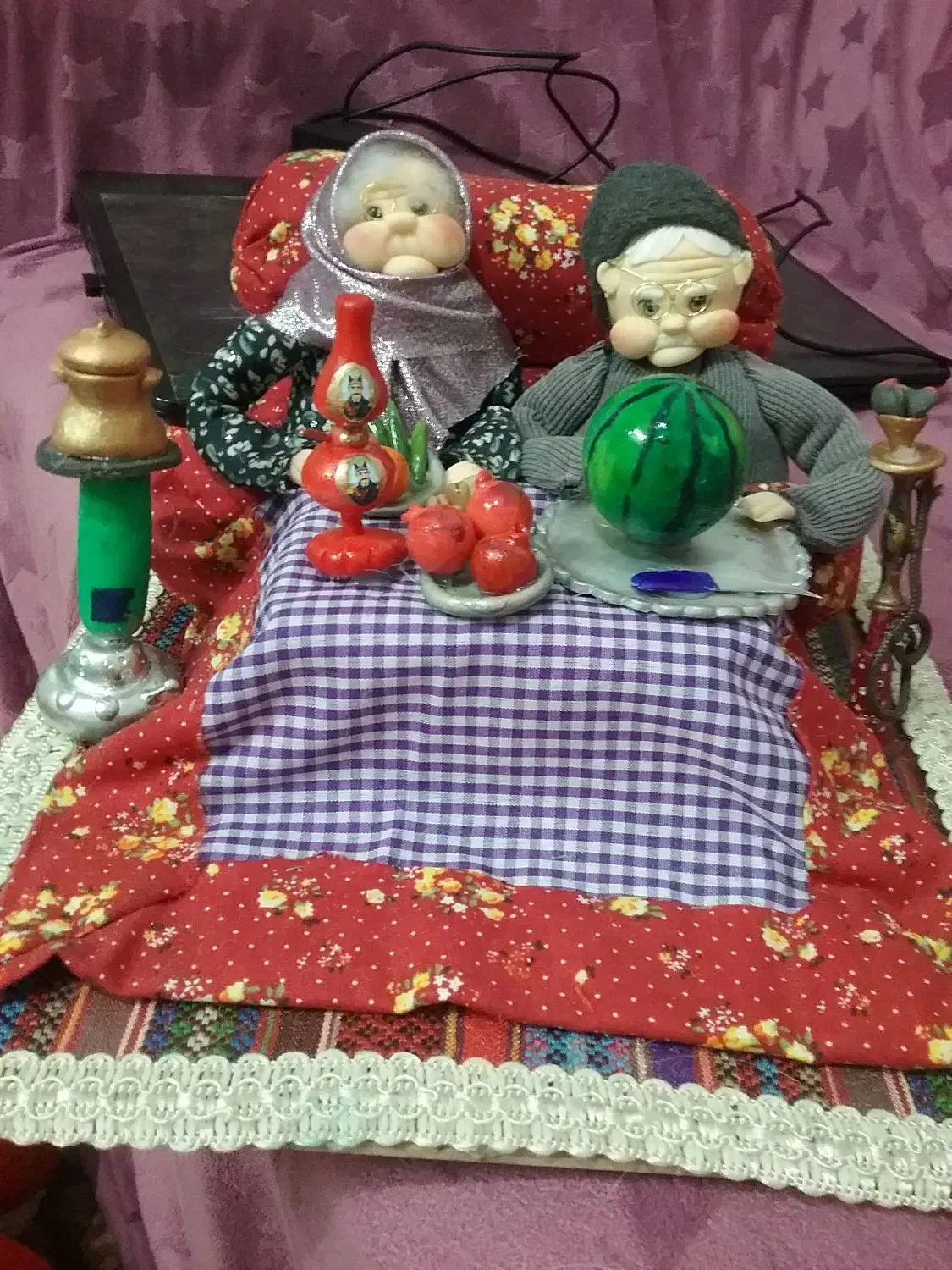 کرسی شب چله باقلیان و چراغ شاه عباسی|صنایع دستی و سایر لوازم تزئینی|تبریز, |دیوار