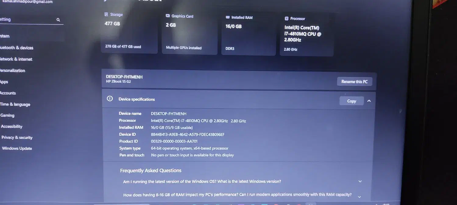 HP zbook g2|رایانه همراه|سقز, |دیوار