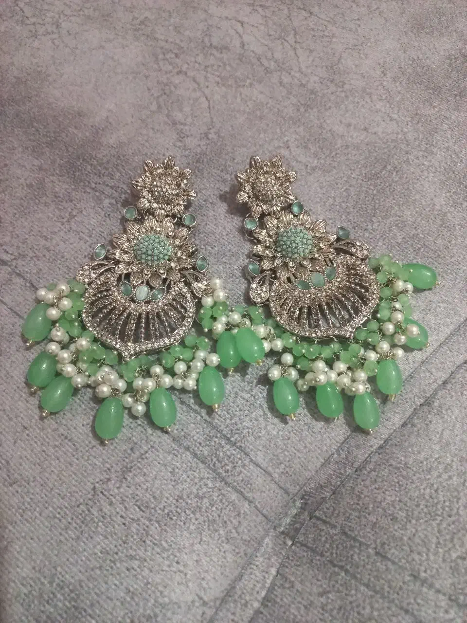 سرویس جواهر هندی سبز نقرهای|جواهرات|بندرعباس, |دیوار