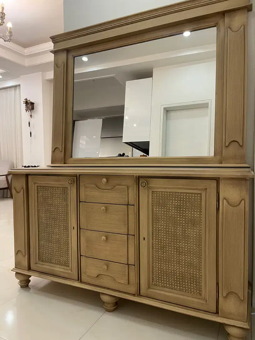 آیینه و کنسول تمام چوب|بوفه، ویترین، کنسول|تهران, جوانمردان (اندیشه)|دیوار