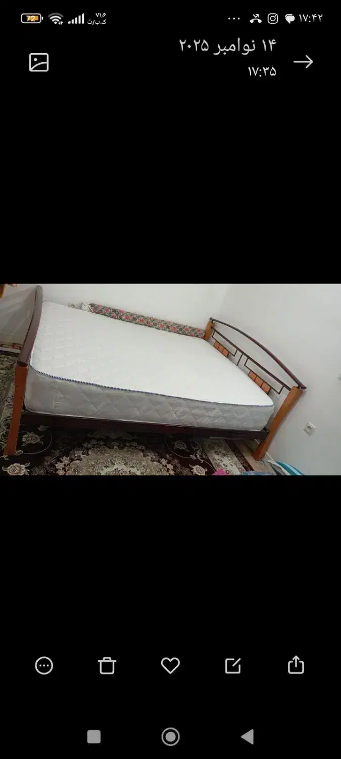 تخت دونفره فلزی جنس عالی در حد نو|تخت و سرویس خواب|زرین دشت (همدان), |دیوار