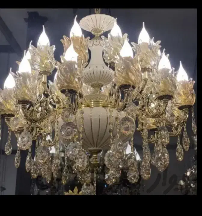 لوستر برنزی سرامیکی(مارک شهیدی )با لیبل|لوستر و چراغ آویز|کرمانشاه, |دیوار