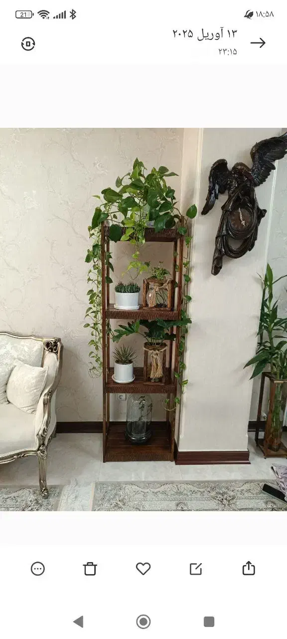 قفسه گل و گیاه چوبی|کتابخانه، شلف، قفسه‌های دیواری|اسلام‌شهر, شهرک واوان|دیوار