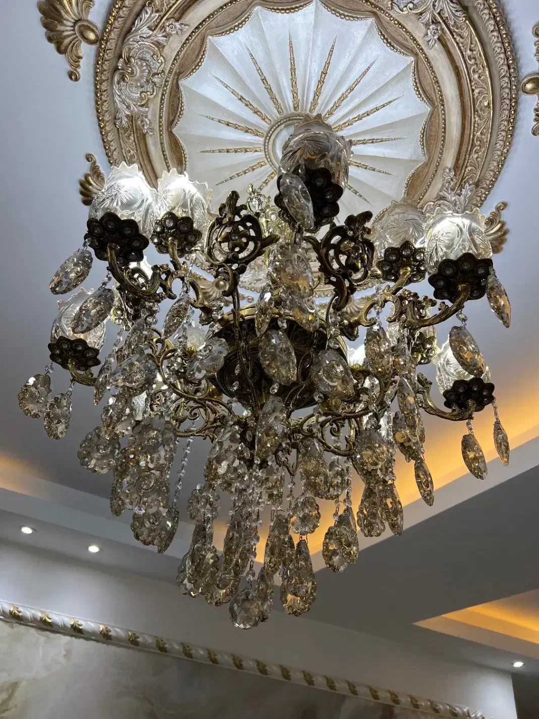 ۱ لوستر ۸شاخه دوشعله برنجی ۲تا ۵ شاخه|لوستر و چراغ آویز|ری, هاشمآباد|دیوار