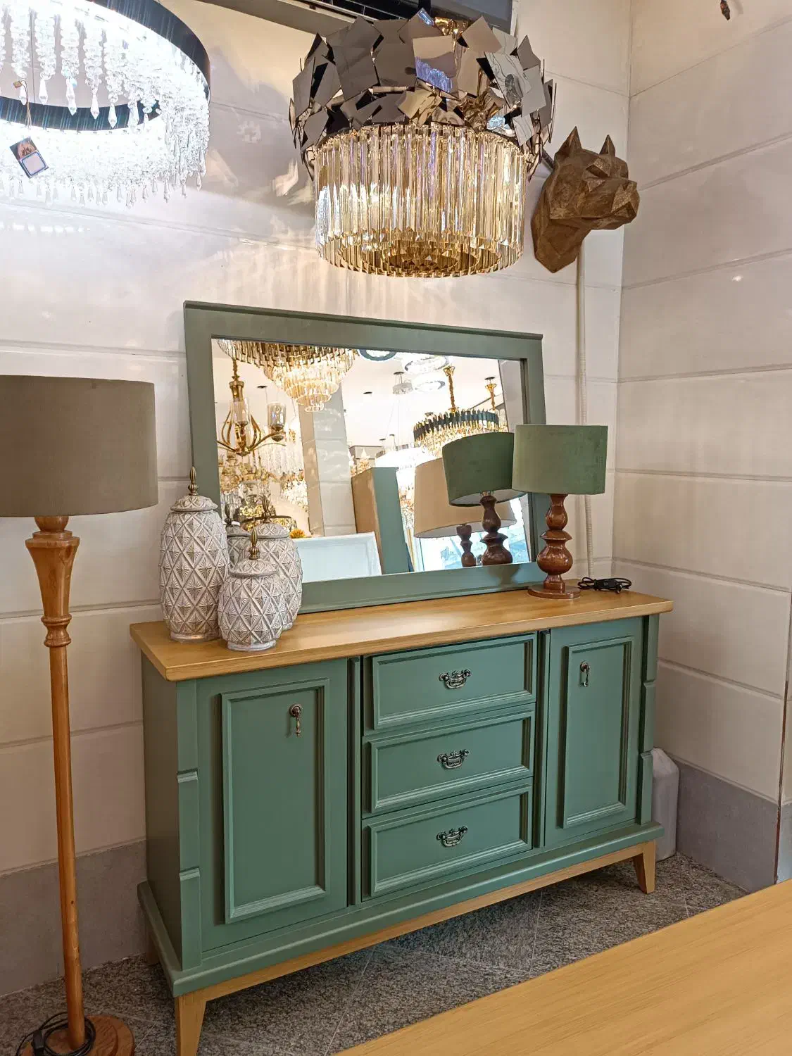 فروش کنسول کاج سبز و میز تلویزیون|بوفه، ویترین، کنسول|رشت, استقامت ۱|دیوار