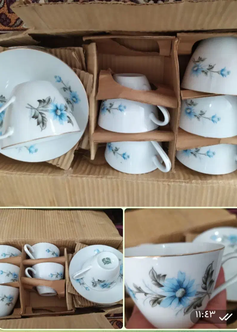 ظروف شیشهای پیرکس وچینی گل سرخی|ظروف سرو و پذیرایی|مرند, |دیوار