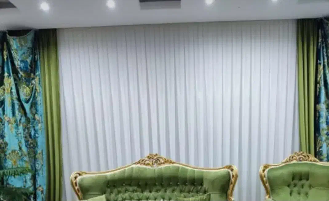 پرده تور حریر با والان ترک مخمل|پرده، رانر، رومیزی|پردیس, فاز ۲|دیوار