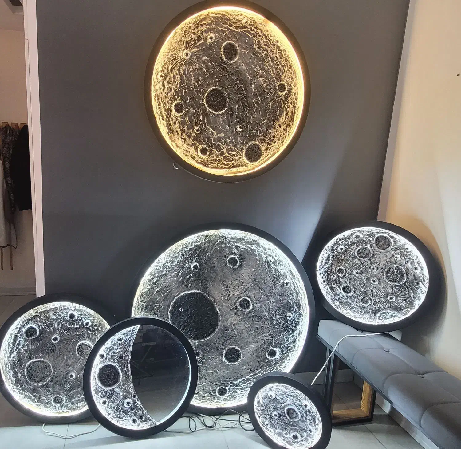 تابلو ماه ماه آینه و ساعت ماه|صنایع دستی و سایر لوازم تزئینی|شاهینشهر, طالقانی|دیوار